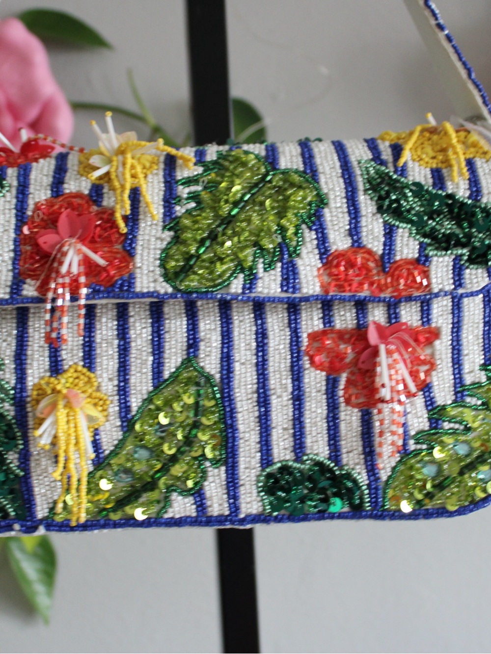 Beaded Floral Embellished Shoulder Bag - Multicolor - Picture 2 of 11